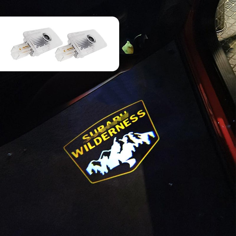 uunonaha 2 pcs Non-Fading LED Car Door Logo Lights Courtesy Projector Laser Welcome Light Ghost Shadow Forester Wilderness Accessories Puddle lamp for Forester Outback(Wilderness-Yellow) - Image 1